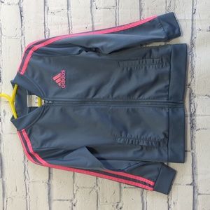 Adidas Gray and Pink Full Zip Activewear Jacket Girls Size Small 7/8